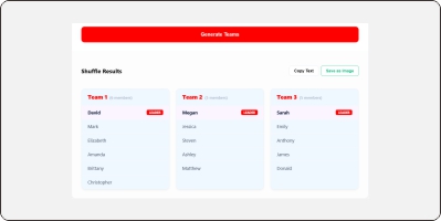 Random team generator - RapidWebApp